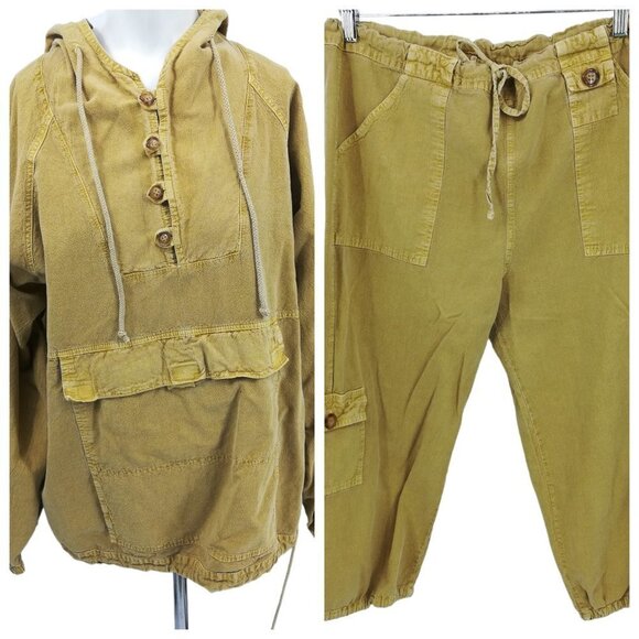 Cottonseed Pants - Cottonseed Cotton Made Casual Lagonlook Pullover Cargo Pants Set Size S Hooded